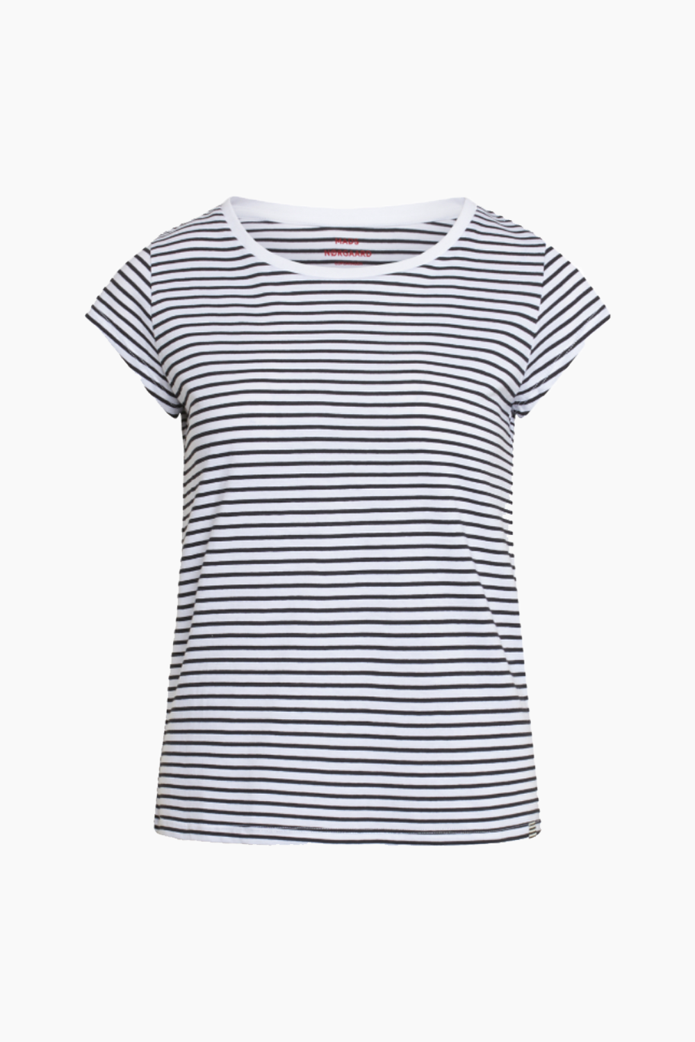 Se Organic Jersey Stripe Teasy Tee - White/Black - Mads Nørgaard - Stribet L hos QNTS.dk