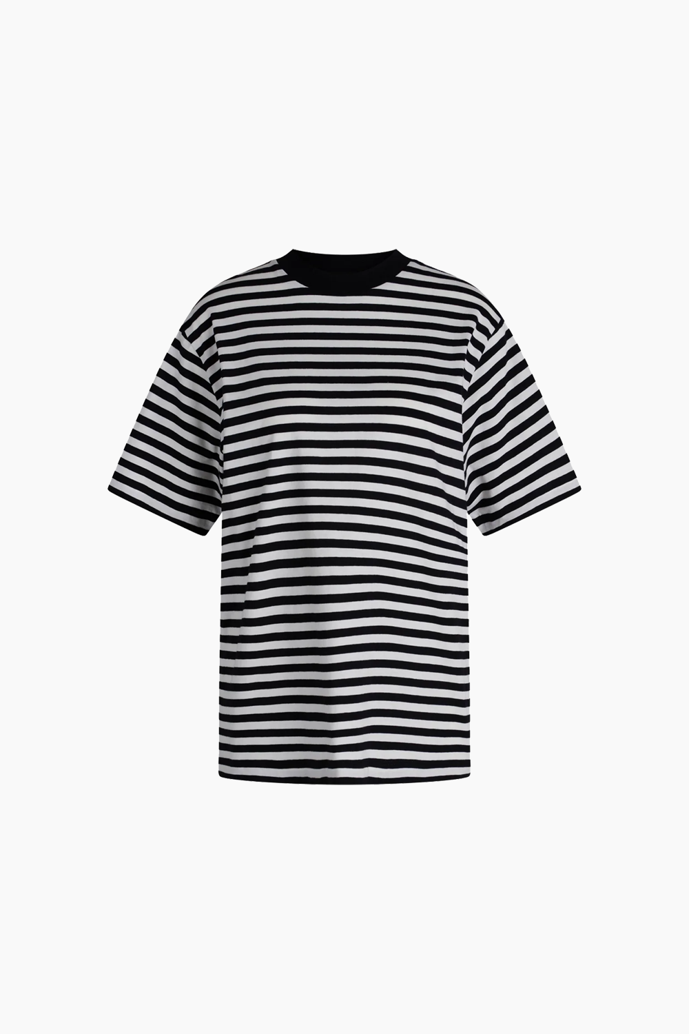 Billede af Single Organic Stripe Nouveau Tee - Black/Cloud Dancer - Mads Nørgaard - Stribet S