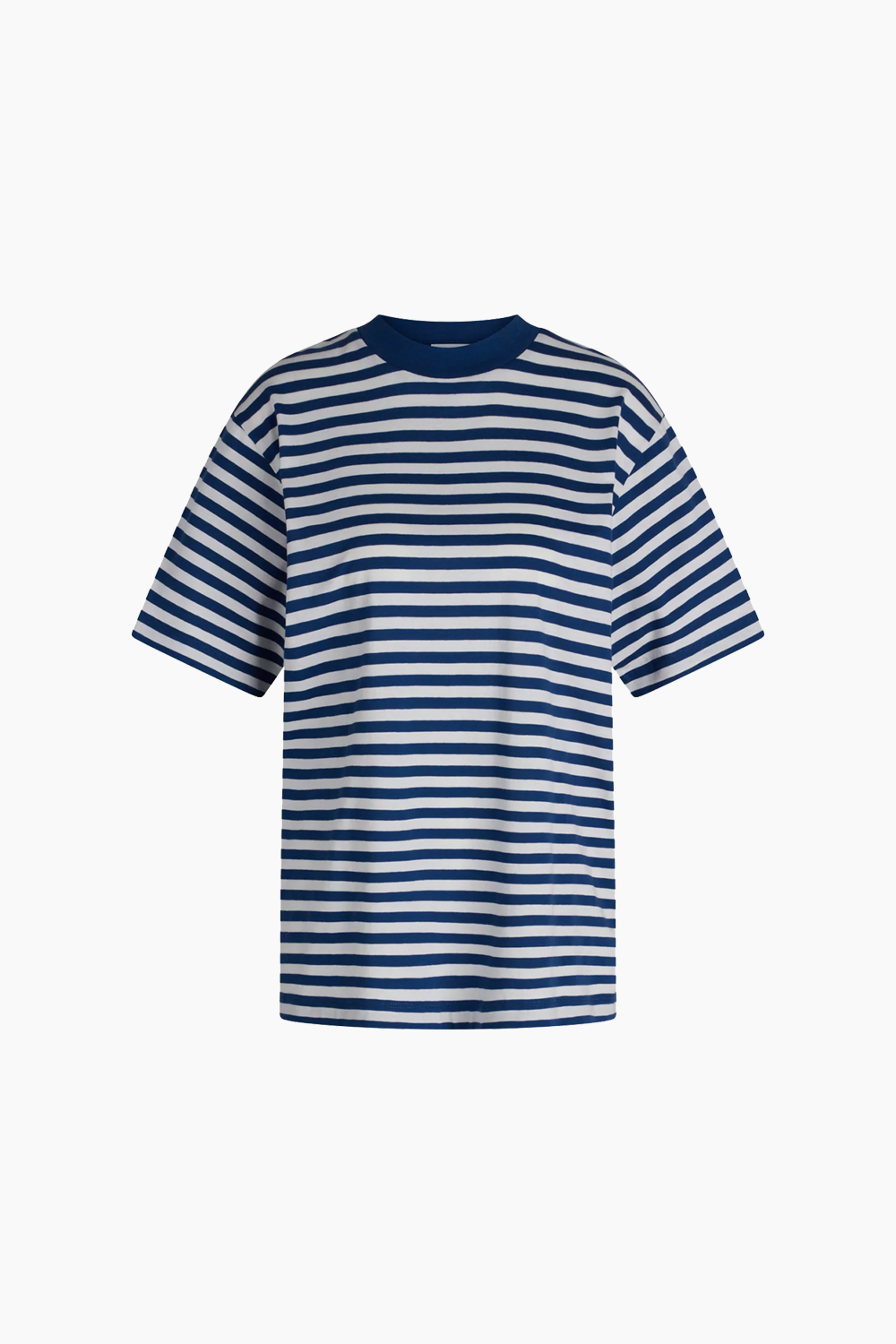 Billede af Single Organic Stripe Nouveau Tee - Estate Blue/Cloud Dancer - Mads Nørgaard - Stribet XS