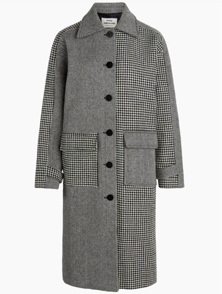 Billede af Jamil Coat Bonded Wool - Black/White - Mads Nørgaard - Mønstret L