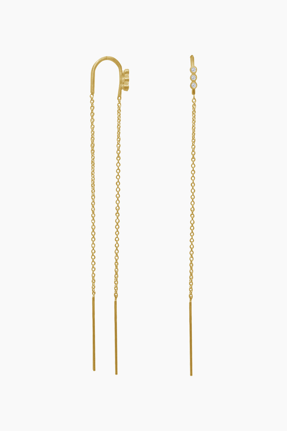 Se Three Dots Double Chain Earring Piece - Gold - Stine A - Guld One Size hos QNTS.dk