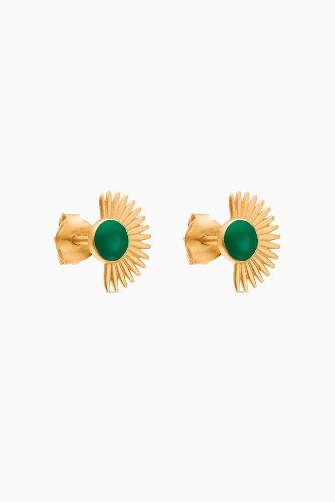 Billede af Soleil Studs - Gold/Petrol Green - ENAMEL - Guld One Size