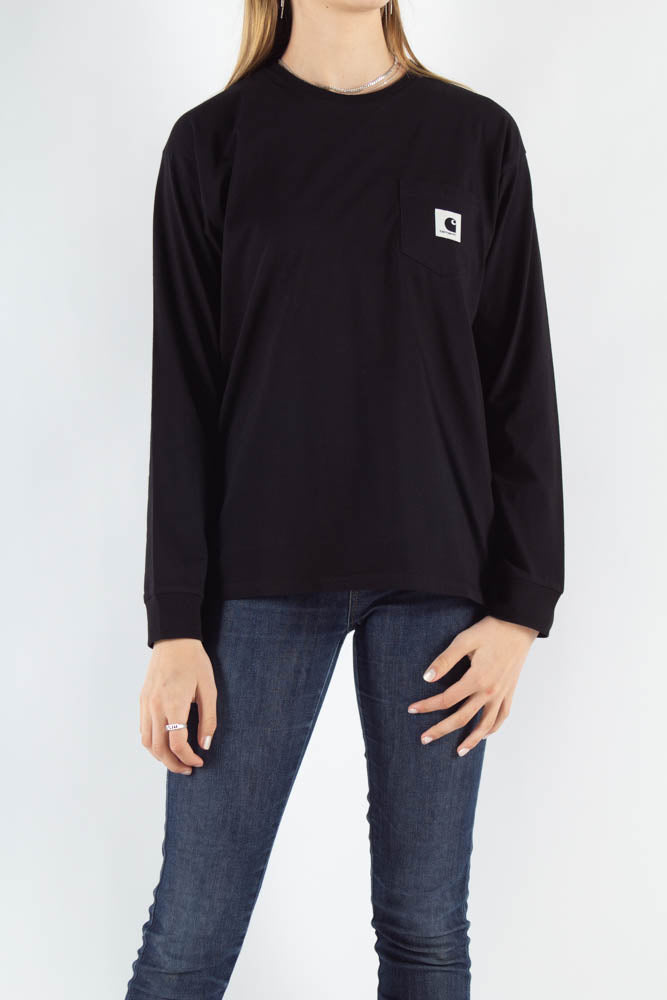 W' L/S Pocket T-shirt - Black - Carhartt WIP - Sort XS