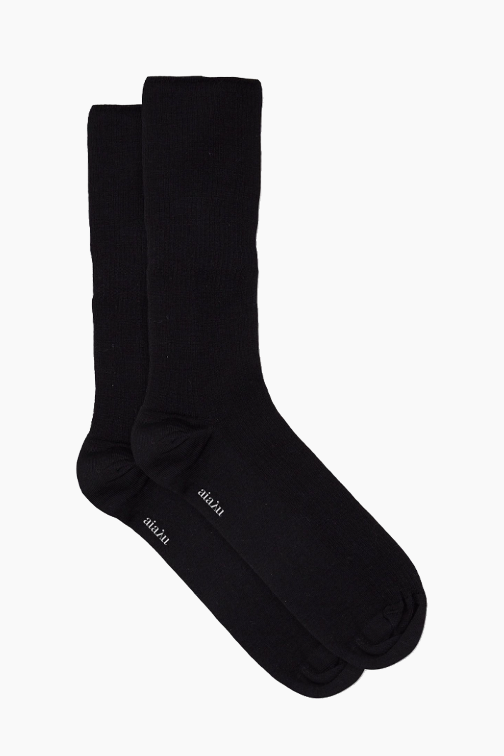 Billede af Wool Rib Socks - Black - Aiayu - Sort 36-38