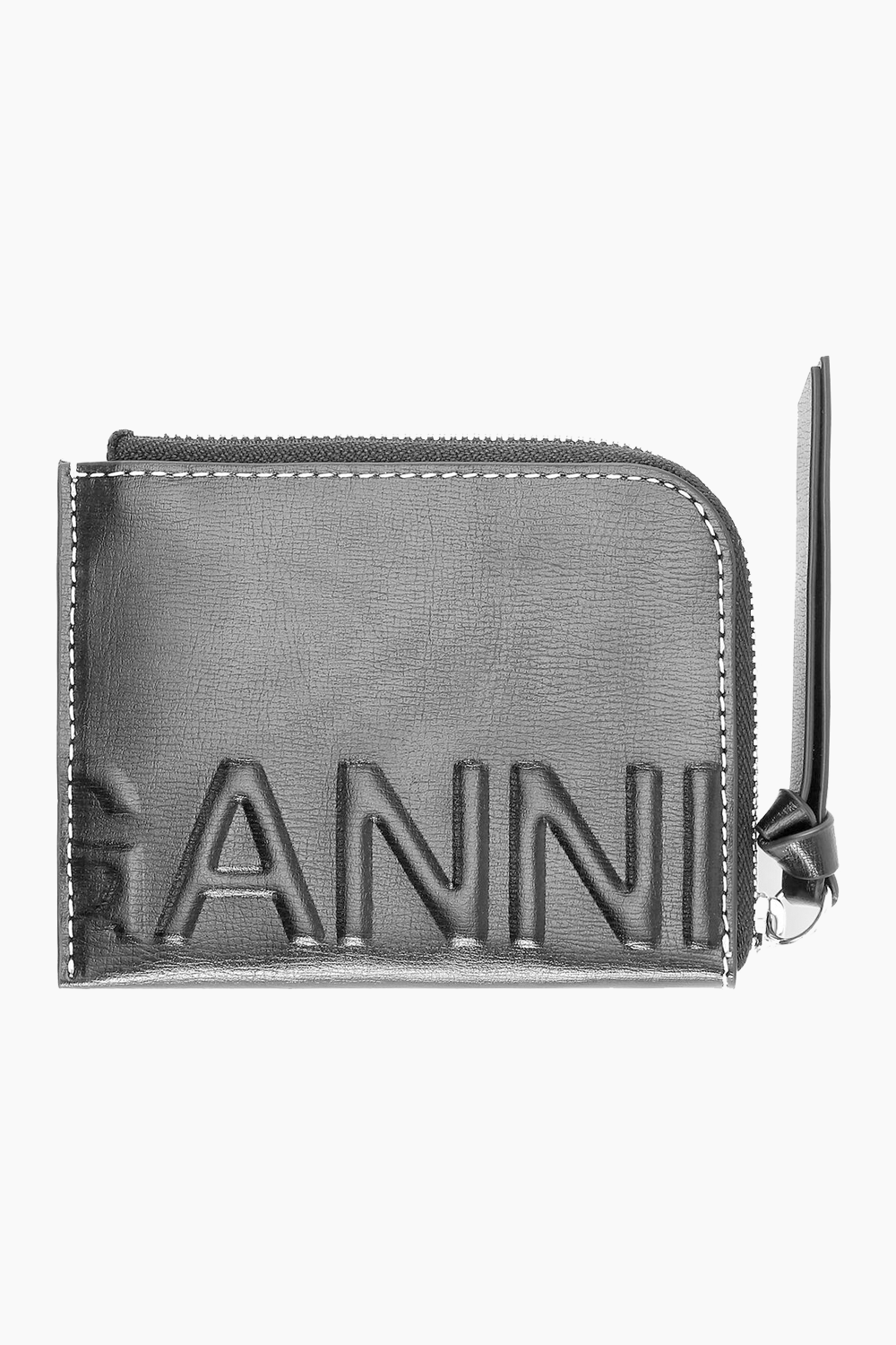 Banner Zip Around Card Holder - Black - GANNI - Sort One Size