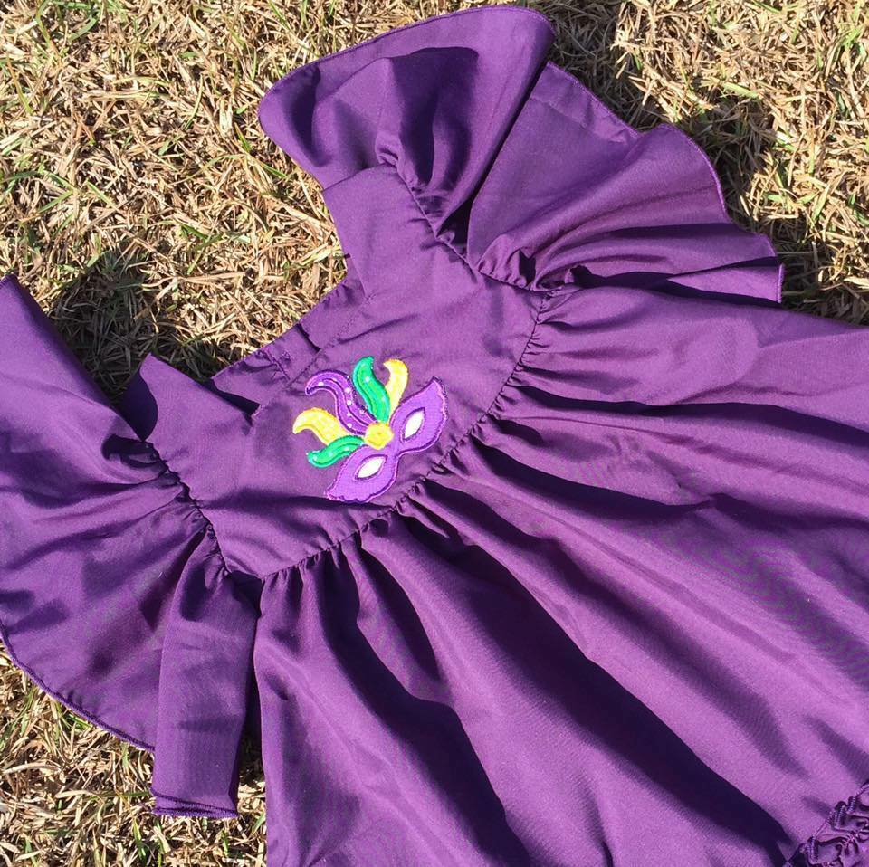 purple flutter sleeve dress