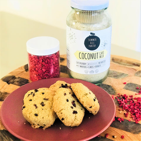 Gluten free wholefood coconut raspberry cookies