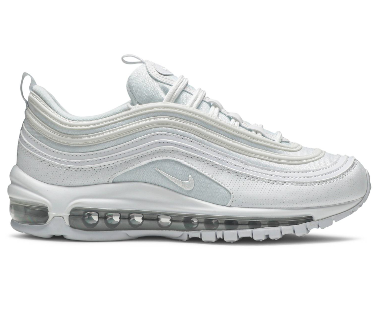 silver and white air max 97