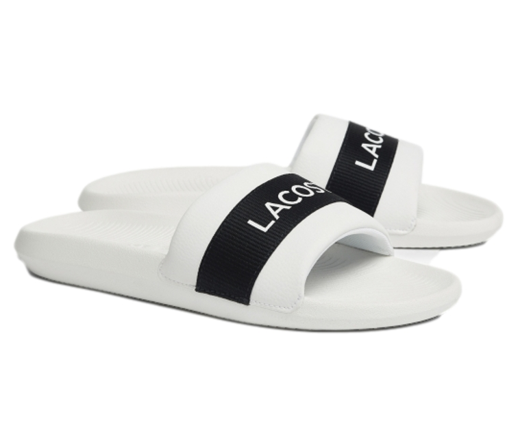 ladies white lacoste sliders