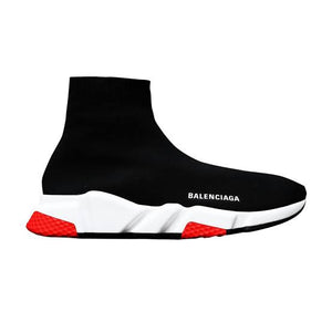 balenciaga speed trainer black white red