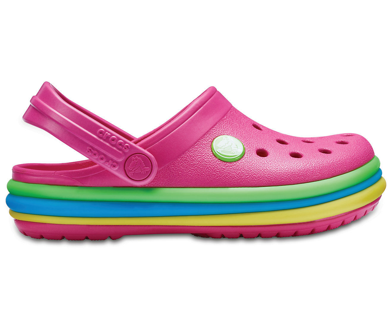 pink rainbow crocs