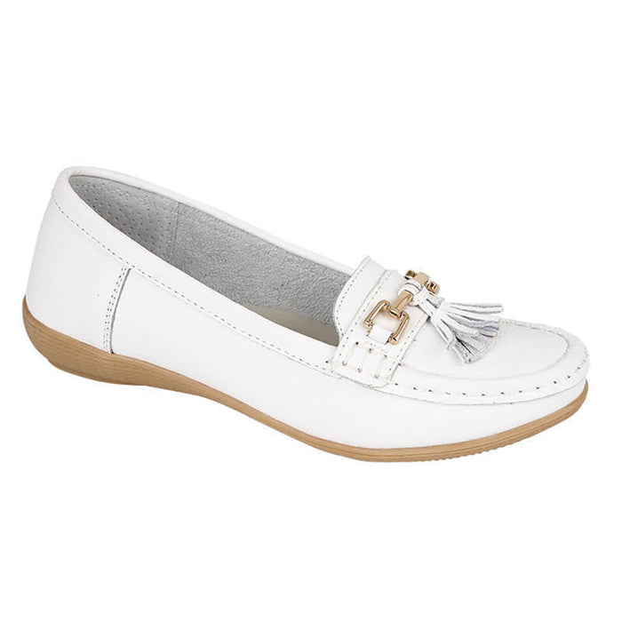 white casual loafers