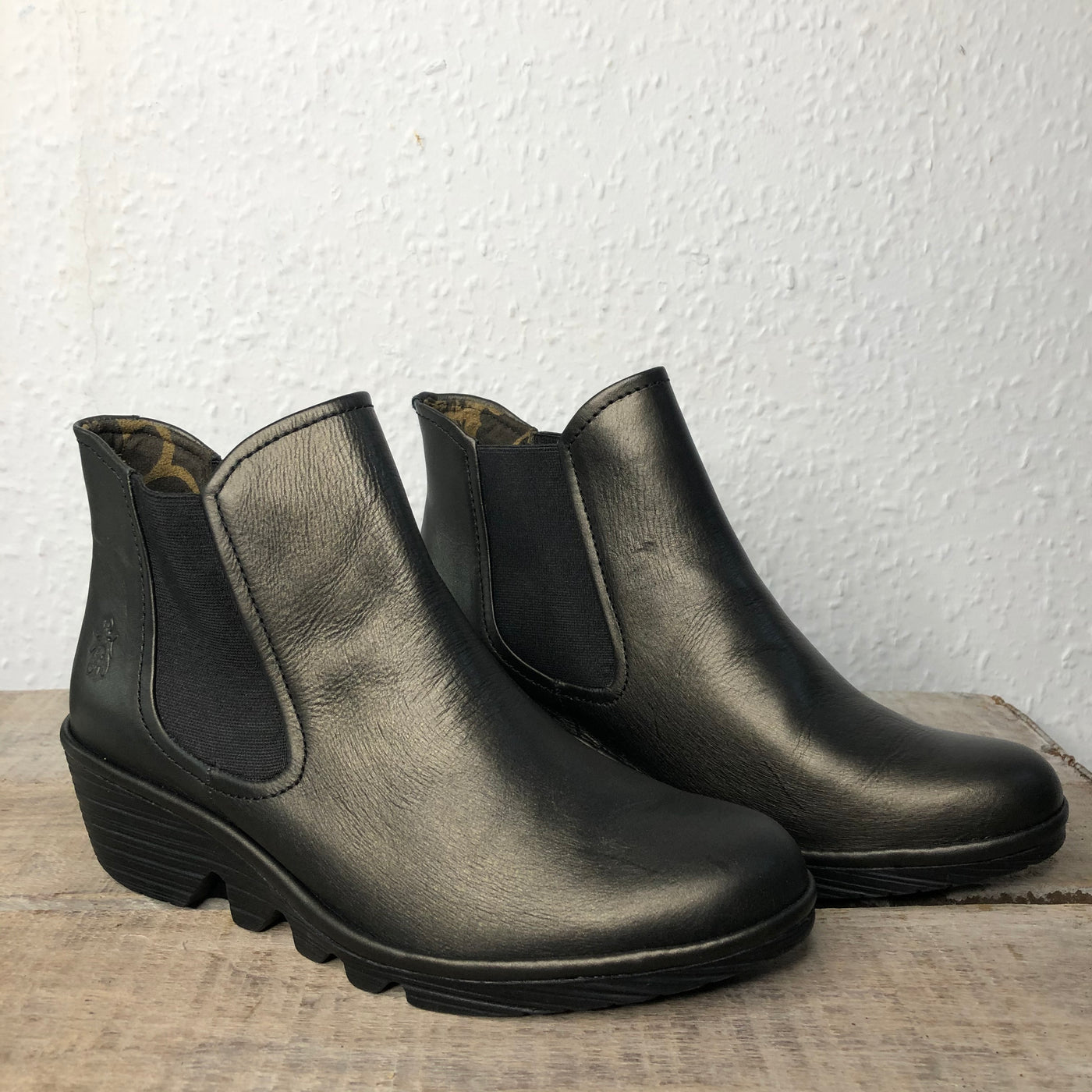 leather boots wedge heel