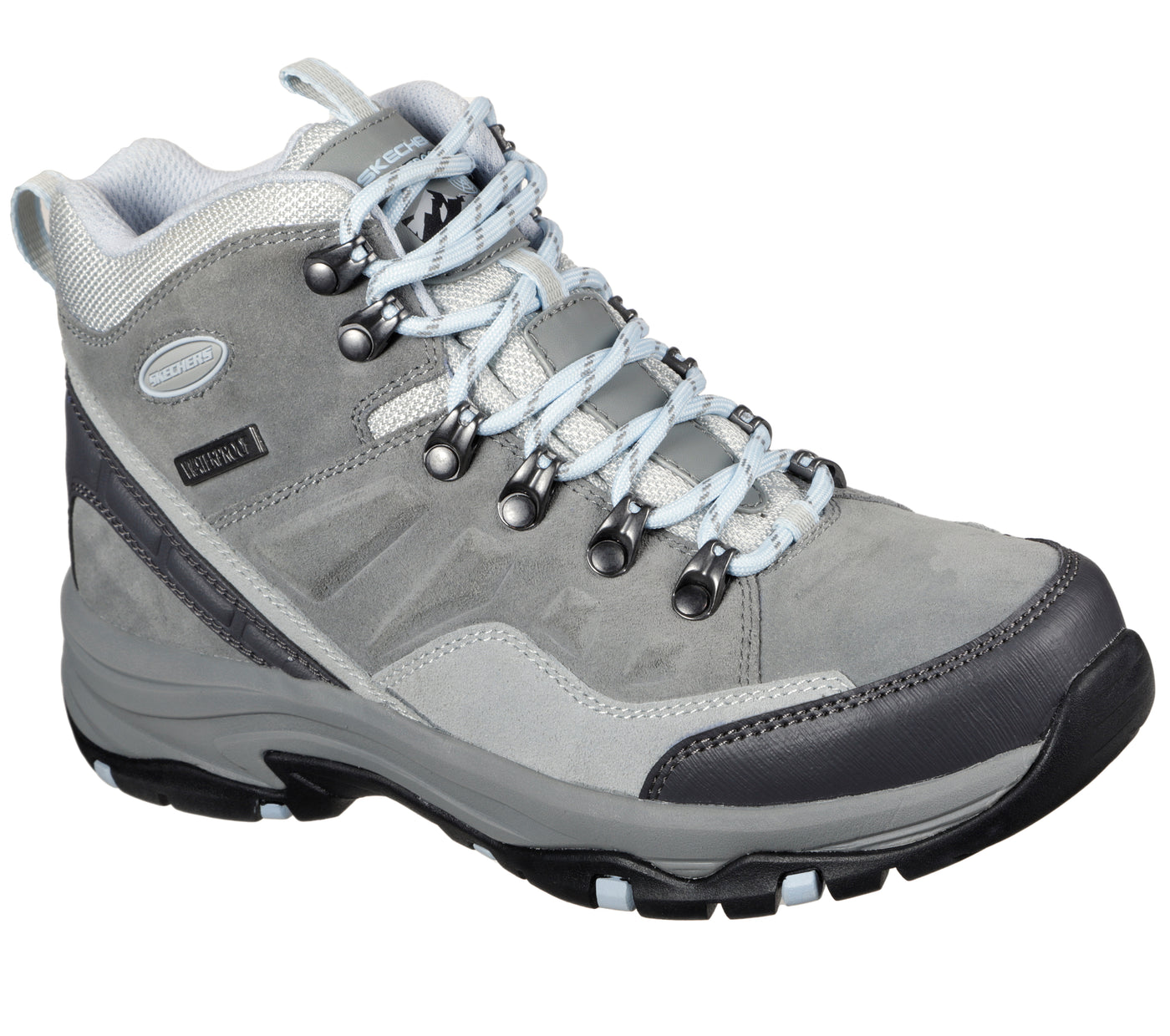 skechers grey lace up boots