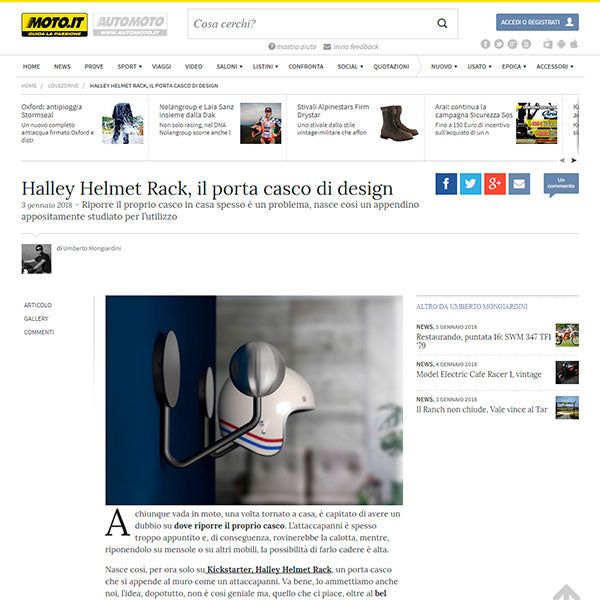 moto.it halley helmet rack porta casco di design