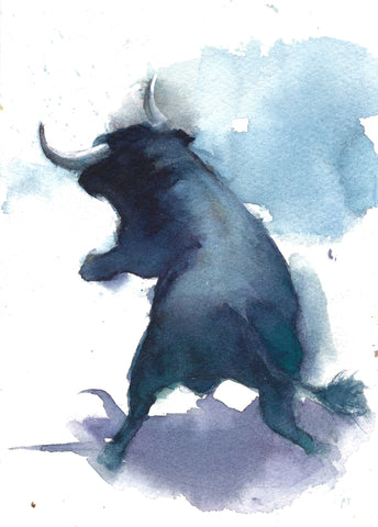 Bull Watercolor