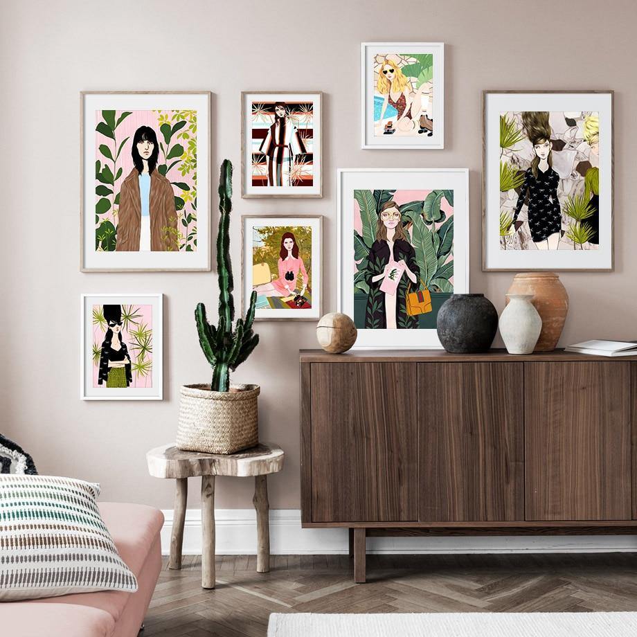 Hipster Girl Paintings Gallery Wall Art Prints Mix Match