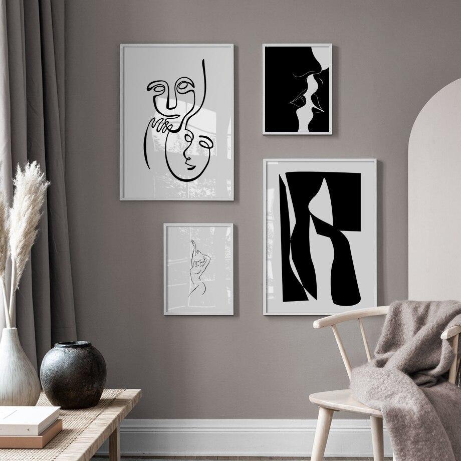 Abstract Black White Wall Art Paintings Gallery Wallrus Free Worldwide Shipping