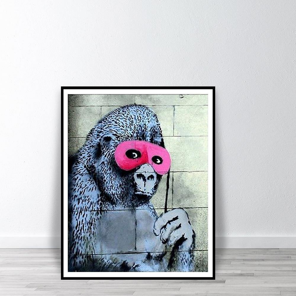 Banksy Pink Masked Gorilla Art Print Gallery Wallrus Free Worldwide Shipping