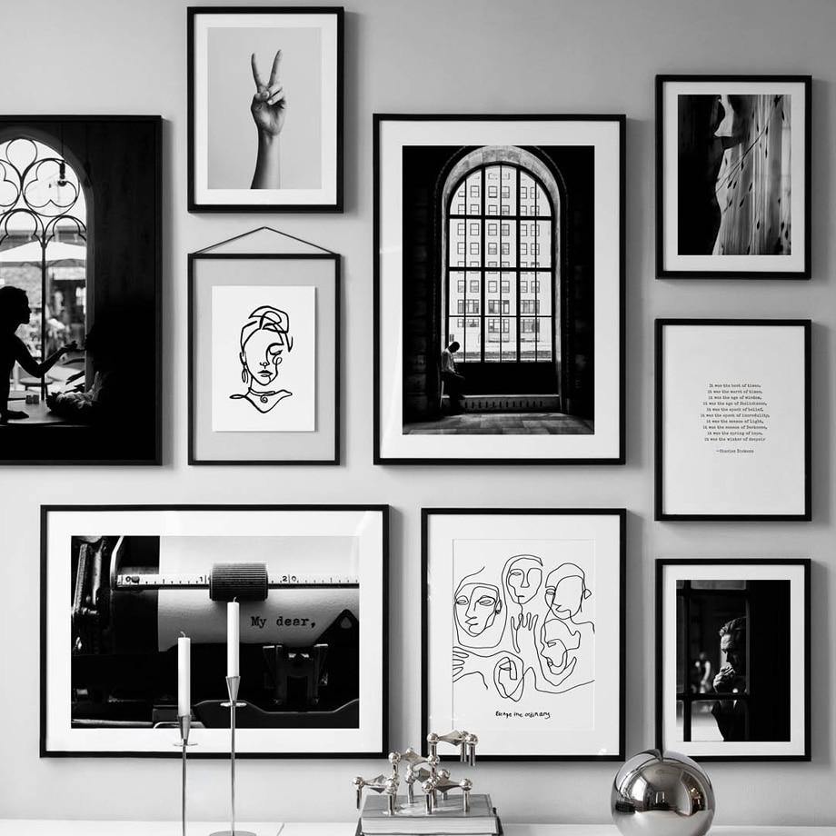 Striking Black White Gallery Wall Art Prints Mix Match Gallery Wallrus Free Worldwide Shipping