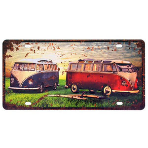 vw campervan metal wall art