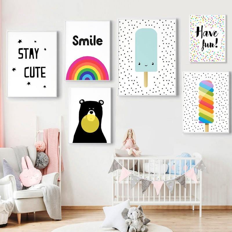 Cute Pop Art Style Gallery Wall Art Pictures For Kids Bedroom Gallery Wallrus Free Worldwide Shipping