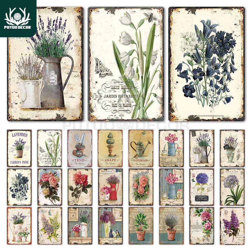 Shabby Chic Plants Metal Wall Signs