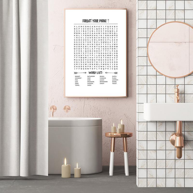 Funny Bathroom Word Search Crossword Game Wall Art Print Gallery Wallrus Free Worldwide Shipping