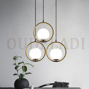 Led Glass Ball Hoop Gold Pendant Lights