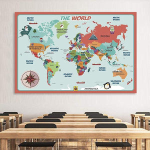 Childrens World Map Alphabet And Educational Art Picture Prints Gallery Wallrus Free Worldwide Shipping