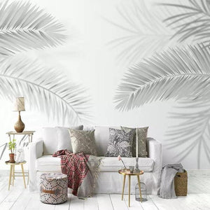 White Coconut Palm Tree Leaves Wall Mural Gallery Wallrus Free Worldwide Shipping