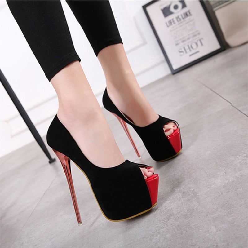 red bottom platform heels