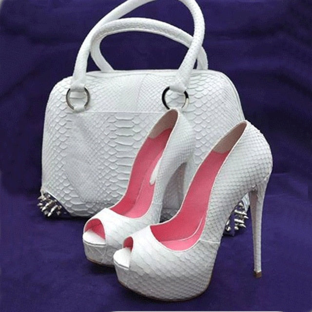 Elegant  leather  high heels, peep toe pumps,(bag not included)