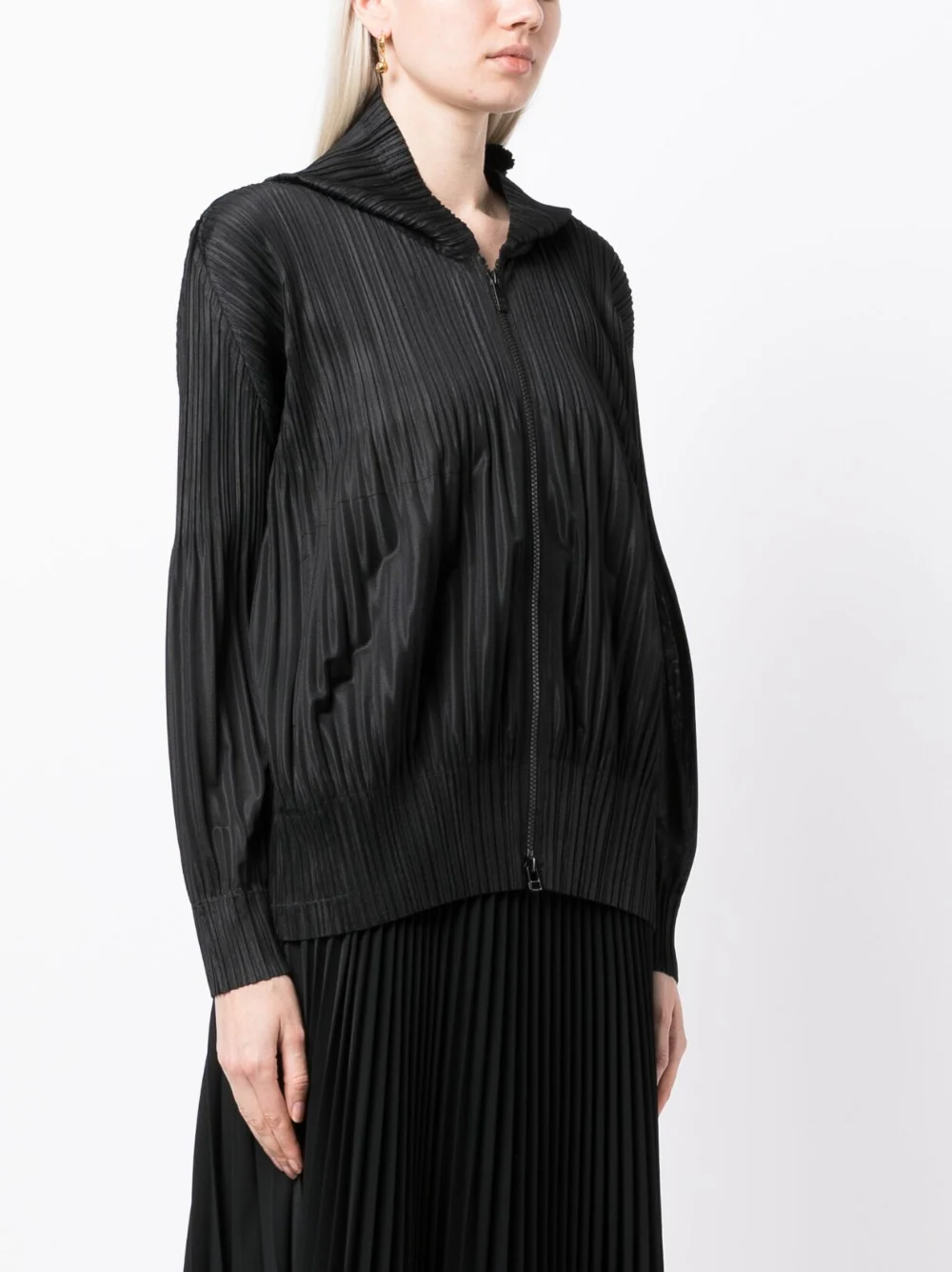 PLEATS PLEASE ISSEY MIYAKE Women Fluffy Basics Zip Up Hooded