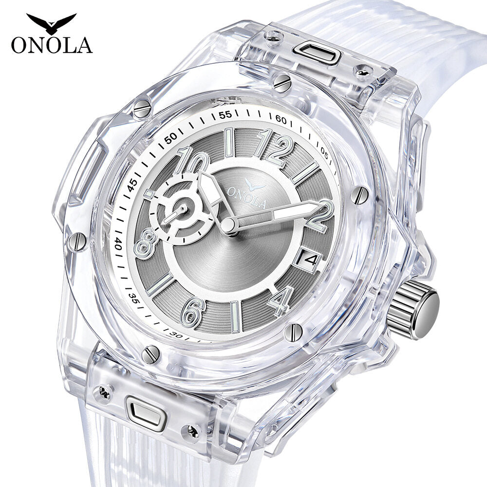ONOLA ON3836 2023 New Man watch Net Red Watch Transparent Case Multi-Function Luminous Waterproof Men's Watch Women's