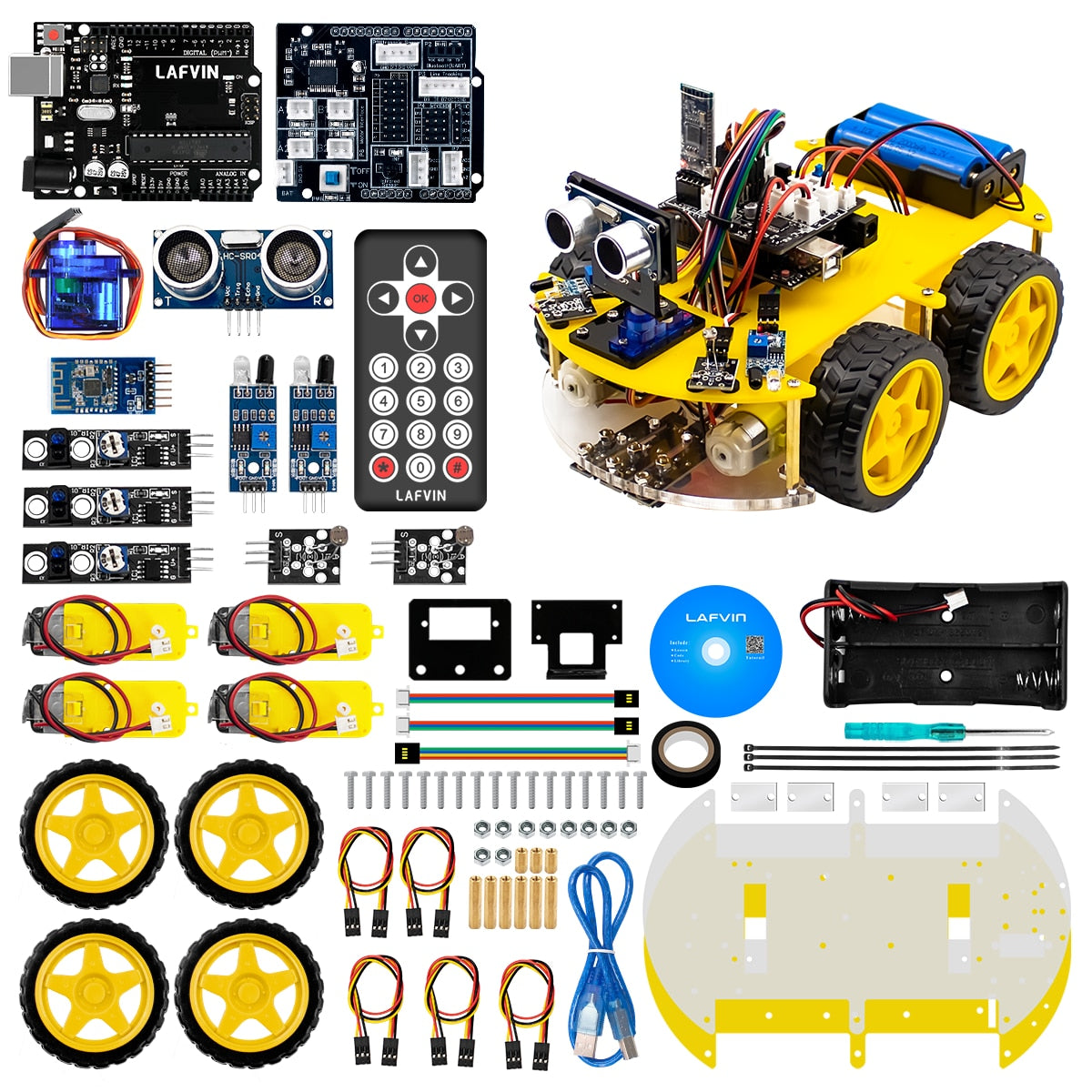 LAFVIN 4WD Multi Robot Car Kit Upgraded V2.0 for Arduino Robot STEM /Graphical Programming Robot Car
