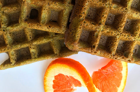 Matcha Orange Paleo Waffles 