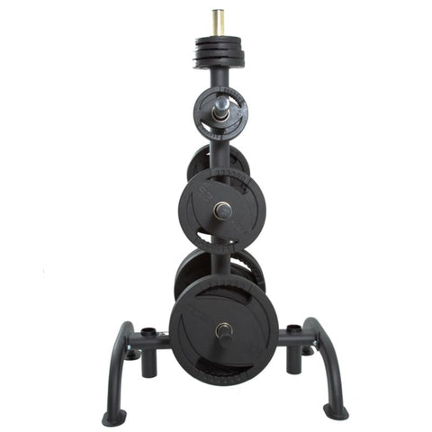TKO Strength 255lb Rubber Olympic Plate Set with Plate Tree - S6210-OR255 Front View