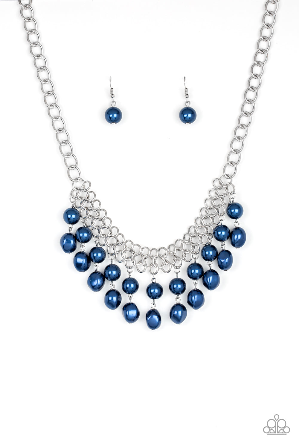 blue pearl necklace and earrings