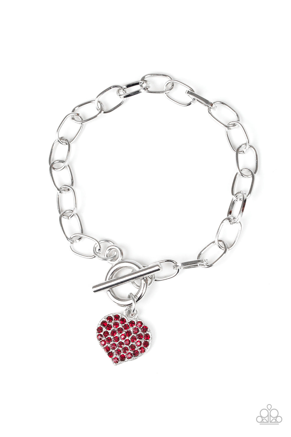 Paparazzi Lots Of Love Red Rhinestone Heart Bracelet