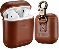 ICARER’s Premium Leather Vintage Cover with Keychain for Apple AirPods 1 & 2 