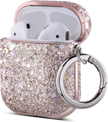 ULAK Pink Glitter Luxury Sparkle Protective Apple AirPods 1 & 2 Case