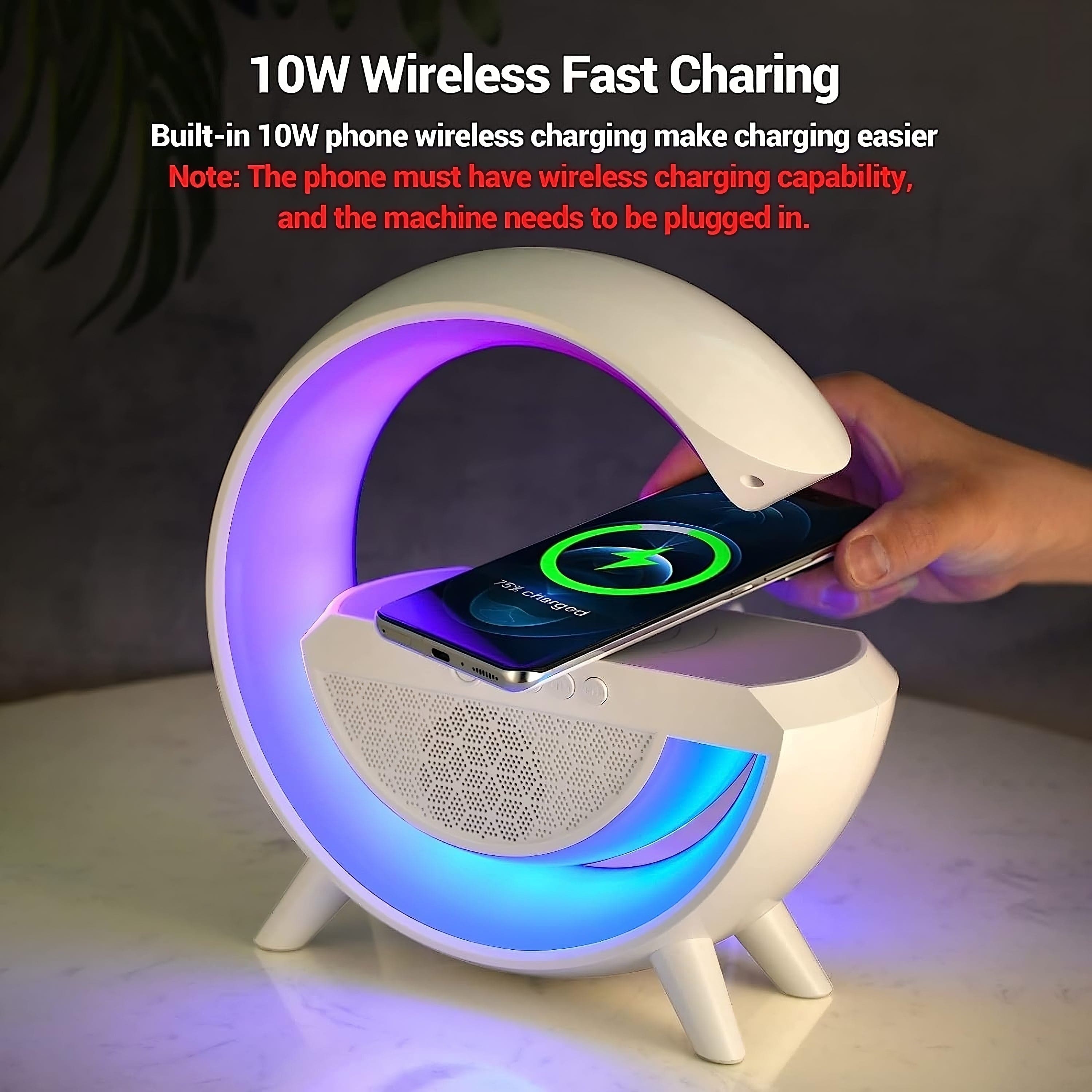 Mini Multifunction Wireless Charger Pad Stand Speaker TF RGB Night