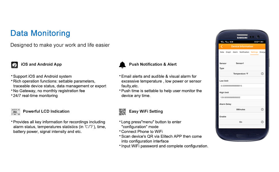 Elitech RCW-360 wifi Temperature Data Logger Wireless Remote Monitor Cloud Data Storage IP 64 Protection