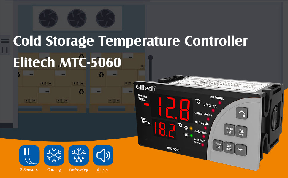 Elitech MTC-5060 Digital Temperature Controller Universal Thermostat Cold room Refrigerator Cooling Defrost