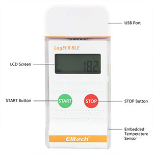 Elitech LogEt 8 BLE Bluetooth Multi Use PDF Data Logger with USB Port for Life Science 16000 Recording Points (Max)