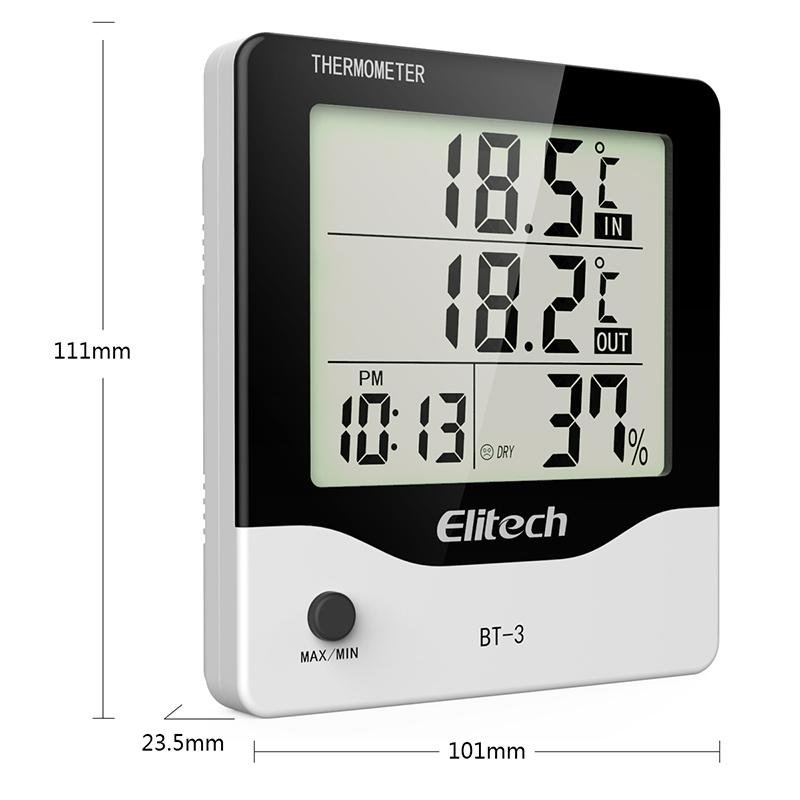 Voorschrijven vervolging inflatie Elitech BT-3 LCD Indoor/Outdoor Digital Hygrometer Thermometer with Cl –  Elitech Technology, Inc.