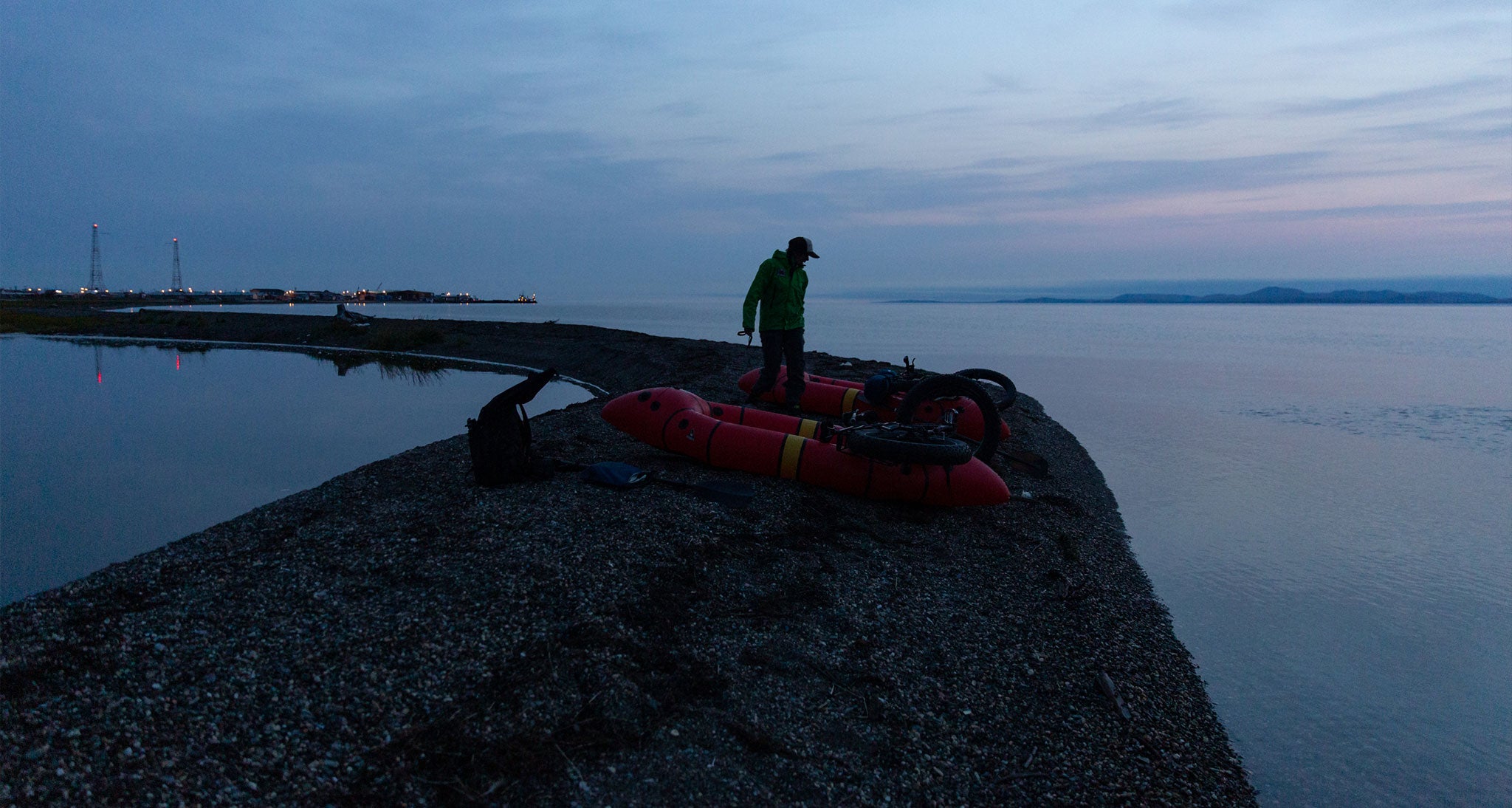 Ultralight packrafters landed on shore