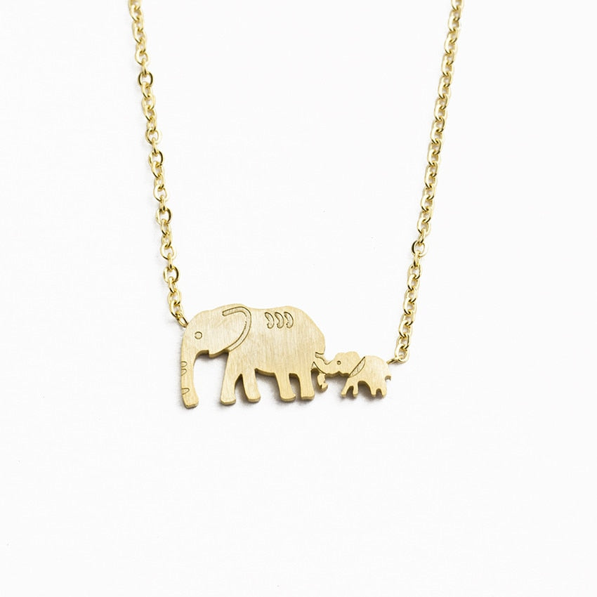 mama and baby elephant necklace