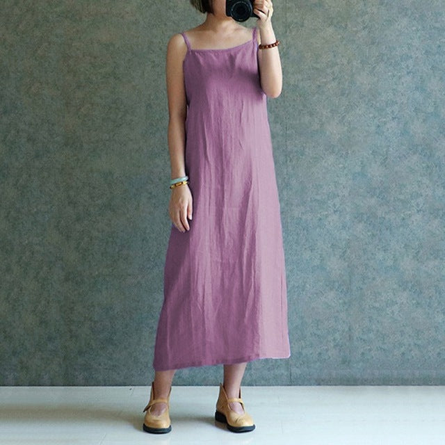 Light And Airy Cotton Spaghetti Strap Summer Dress Long Light Linen Dress Long Beach Cover Up Beach Dress